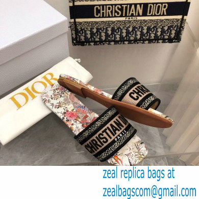 dior White Multicolor Embroidered Cotton with Dior Jardin d'Hiver Motif dway slides 2022