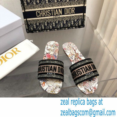 dior White Multicolor Embroidered Cotton with Dior Jardin d'Hiver Motif dway slides 2022