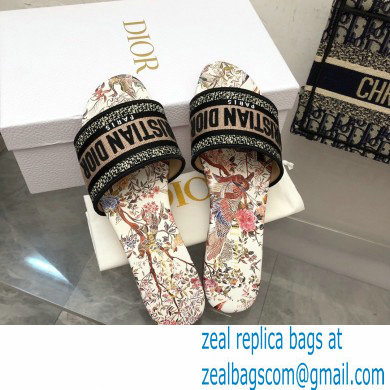 dior White Multicolor Embroidered Cotton with Dior Jardin d'Hiver Motif dway slides 2022 - Click Image to Close