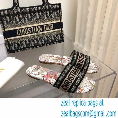 dior White Multicolor Embroidered Cotton with Dior Jardin d'Hiver Motif dway slides 2022