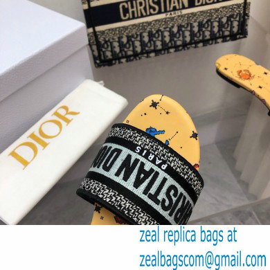 dior White Multicolor Embroidered Cotton with Dior Pixel Zodiac Motif dway slides 2022 - Click Image to Close