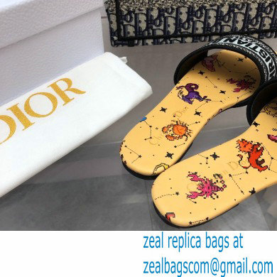 dior White Multicolor Embroidered Cotton with Dior Pixel Zodiac Motif dway slides 2022 - Click Image to Close