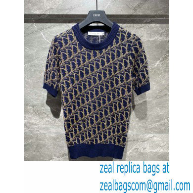 dior blue Cashmere Jacquard knit T-shirt 2022