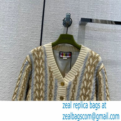 gucci wool cardigan with web 2022