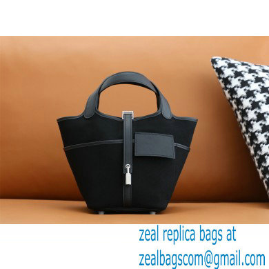 hermes toile goeland swift cargo picotin lock 18 bag black (original quality+full handmade)