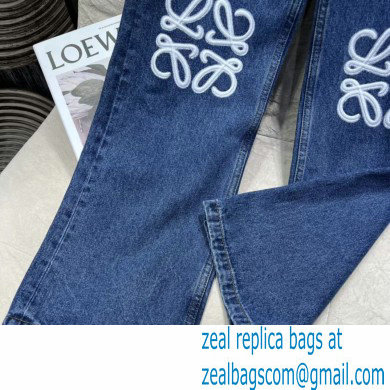 loewe logo embroidered Denim pants blue 2022