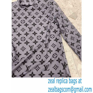 louis vuitton Monogram Print Long-Sleeved Turtleneck Top gray 2022 - Click Image to Close