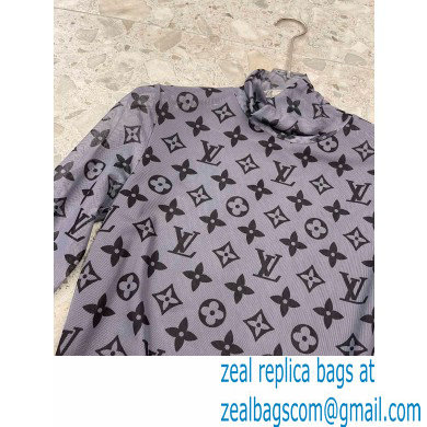 louis vuitton Monogram Print Long-Sleeved Turtleneck Top gray 2022