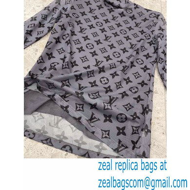 louis vuitton Monogram Print Long-Sleeved Turtleneck Top gray 2022