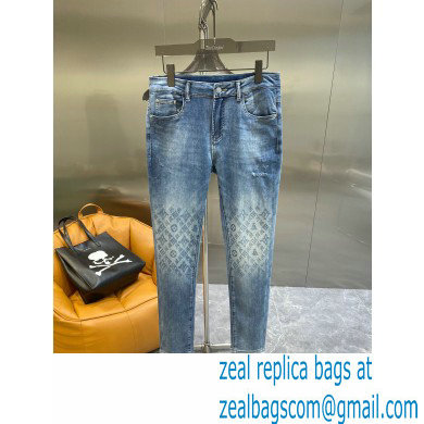 louis vuitton logo Printed Denim pants blue 2022 - Click Image to Close