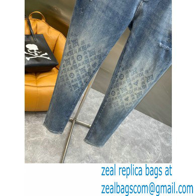 louis vuitton logo Printed Denim pants blue 2022 - Click Image to Close