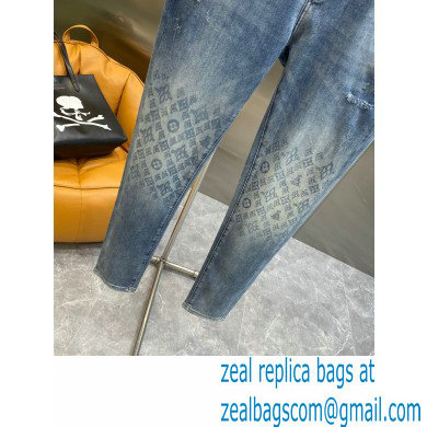 louis vuitton logo Printed Denim pants blue 2022