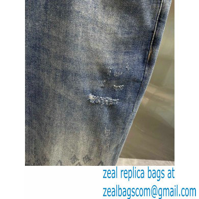 louis vuitton logo Printed Denim pants blue 2022