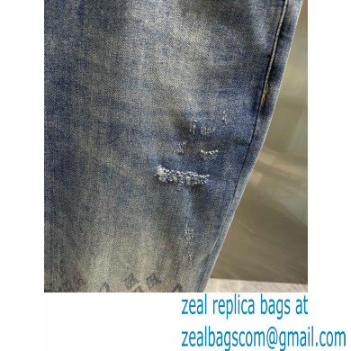 louis vuitton logo Printed Denim pants blue 2022 - Click Image to Close