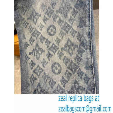 louis vuitton logo Printed Denim pants blue 2022