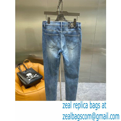 louis vuitton logo Printed Denim pants blue 2022