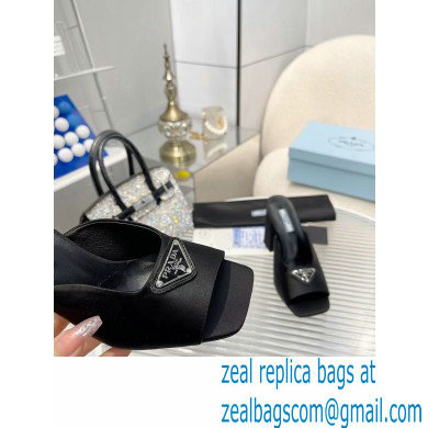 prada High-heeled satin slides black 2022