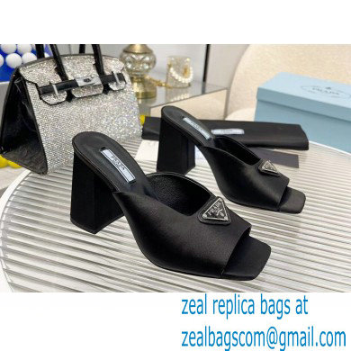 prada High-heeled satin slides black 2022