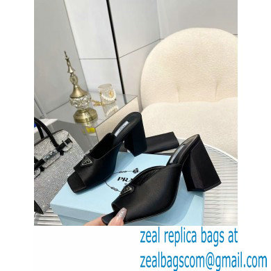 prada High-heeled satin slides black 2022