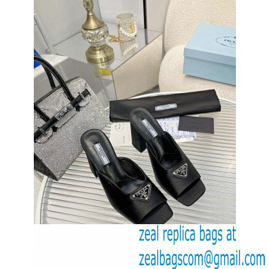 prada High-heeled satin slides black 2022