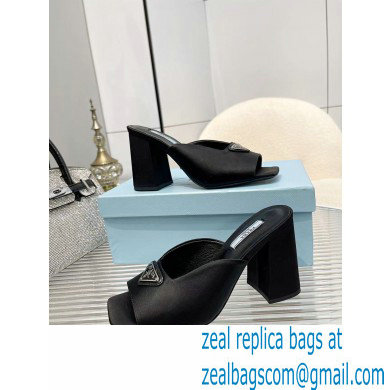 prada High-heeled satin slides black 2022