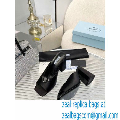 prada High-heeled satin slides black 2022