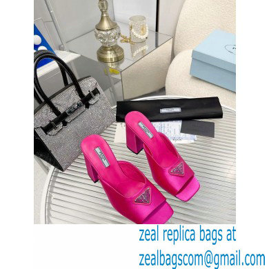 prada High-heeled satin slides fuchsia 2022