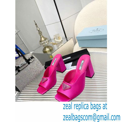 prada High-heeled satin slides fuchsia 2022