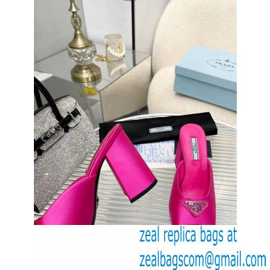 prada High-heeled satin slides fuchsia 2022