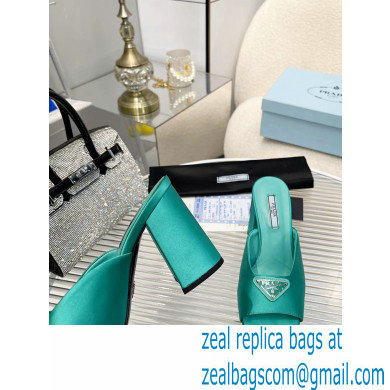 prada High-heeled satin slides green 2022