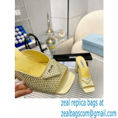 prada High-heeled satin slides with crystals yellow 2022