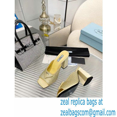 prada High-heeled satin slides with crystals yellow 2022