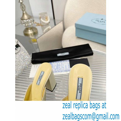 prada High-heeled satin slides with crystals yellow 2022