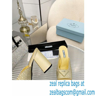 prada High-heeled satin slides with crystals yellow 2022