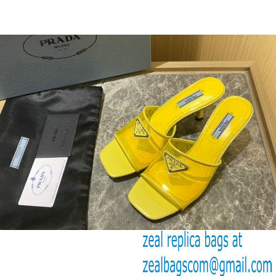 prada Plexiglas and patent leather sandals yellow 2022