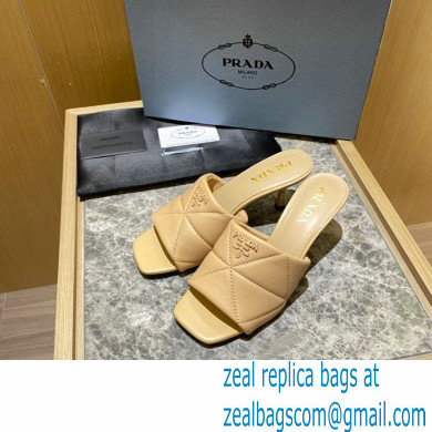 prada Quilted nappa leather slim heeled sandals beige 2022 - Click Image to Close