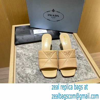 prada Quilted nappa leather slim heeled sandals beige 2022