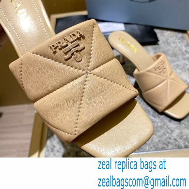 prada Quilted nappa leather slim heeled sandals beige 2022