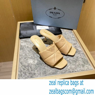 prada Quilted nappa leather slim heeled sandals beige 2022