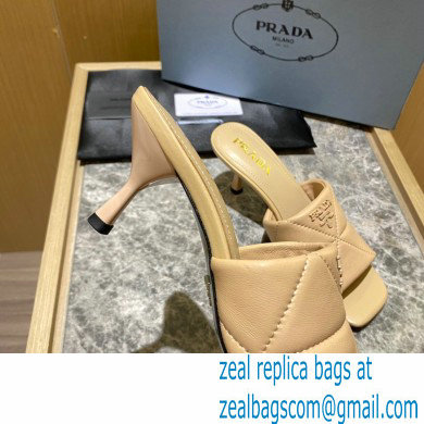 prada Quilted nappa leather slim heeled sandals beige 2022 - Click Image to Close