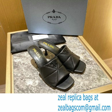prada Quilted nappa leather slim heeled sandals black 2022