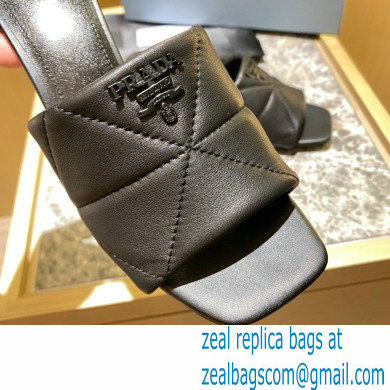 prada Quilted nappa leather slim heeled sandals black 2022