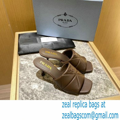 prada Quilted nappa leather slim heeled sandals coffee 2022