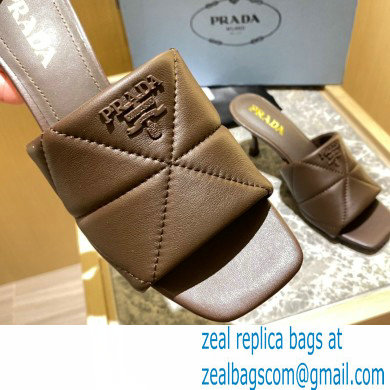 prada Quilted nappa leather slim heeled sandals coffee 2022