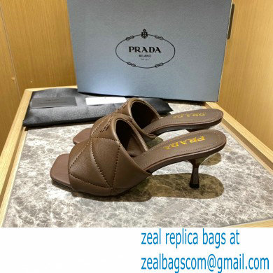 prada Quilted nappa leather slim heeled sandals coffee 2022