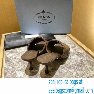 prada Quilted nappa leather slim heeled sandals coffee 2022