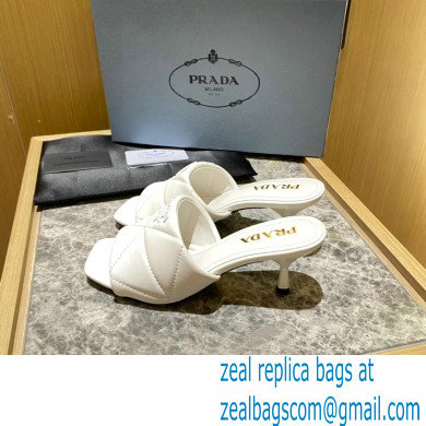 prada Quilted nappa leather slim heeled sandals white 2022