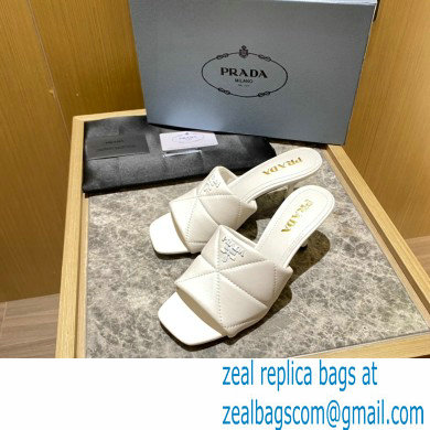 prada Quilted nappa leather slim heeled sandals white 2022