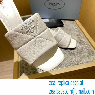 prada Quilted nappa leather slim heeled sandals white 2022