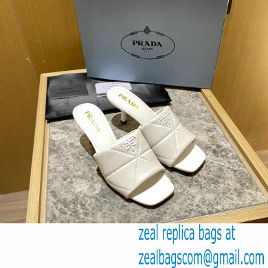 prada Quilted nappa leather slim heeled sandals white 2022